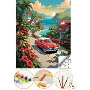 Sayılarla Boyama Numaralı Tuval Seti Fırça Boya Dahil 40X50CM Manzara