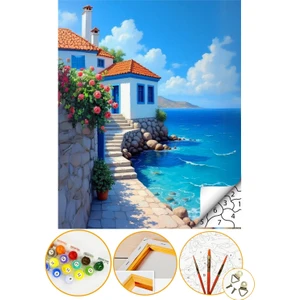 Sayılarla Boyama Numaralı Tuval Seti Fırça Boya Dahil 40X50CM Manzara