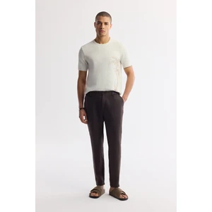 Avva Erkek Kahve Beli Lastikli %100 Keten Relaxed Fit Pantolon B003032