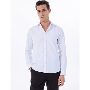 Basic Gömlek Yaka Armürlü Beyaz Erkek Gömlek Maydos 500