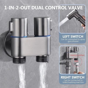 Mini Çok Fonksiyonlu Musluk Pirinç 1 Giriş 2 Çıkış Çift Kontrol Çamaşır Makinesi Krom Musluk ve Tuvalet-A (Yurt Dışından)