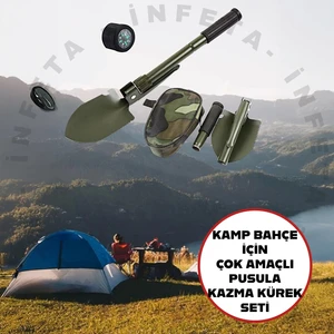 Kamp Bahçe Için Çantalı Pusulalı Katlanabilir Kazma Kürek Kamp Seti