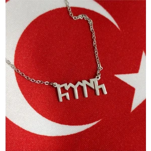 925 Ayar Gümüş Göktürkçe Türk Yazılı Kolye