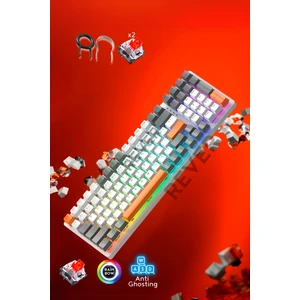 Mekanik Oyuncu Klavyesi Red Switch Retro Dizayn 9 Işık Animasyonlu Rainbow LED Işıklı Gaming Klavye