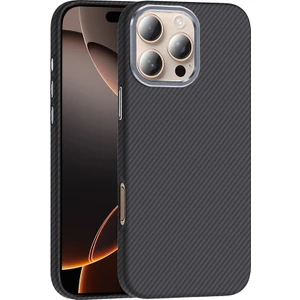 Gökmen Aksesuar Apple iPhone 16 Pro Max Kılıf Magsafe Şarj Özellikli Karbon Fiber Görünümlü Gkm Gros Kapak - Siyah