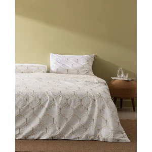 Madame Coco Kerman King Size Pamuklu Baskılı Nevresim Takımı - Bej/Gri