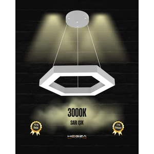 Hegza Lighting Hexagon (Gri Kasa, Sarı Işık) Ledli Modern Sarkıt LED Avize