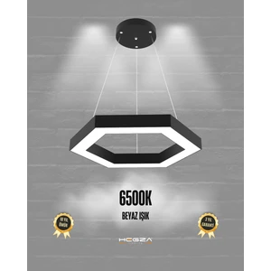 Hegza Lighting Hexagon (Siyah Kasa, Beyaz Işık) Ledli Modern Sarkıt LED Avize