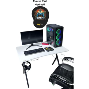 Hey Modüler Mobilya Heygaming2 Profesyonel Oyuncu Masa Beyaz Siyah 110 cm