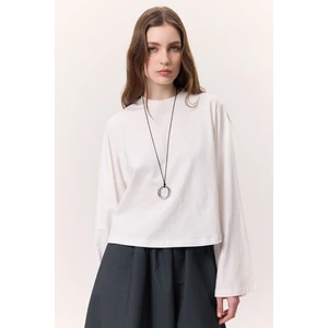 Uzun Kollu Kısa Tshırt Ekru