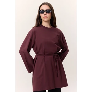Bağlama Detaylı Oversıze Tshırt Bordo