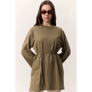 Bağlama Detaylı Oversıze Tshırt Haki