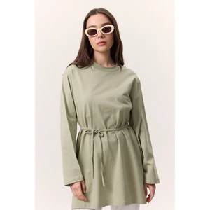 Bağlama Detaylı Oversıze Tshırt Çağla Yeşili