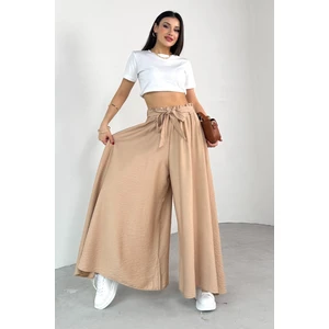 PNT-07410 Vizon Dokuma Kuşaklı Şalvar Etek Pantolon