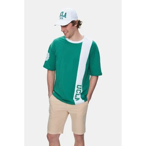 Keıth Yeşil Bisiklet Yaka Baskılı Oversize Erkek Tshirt