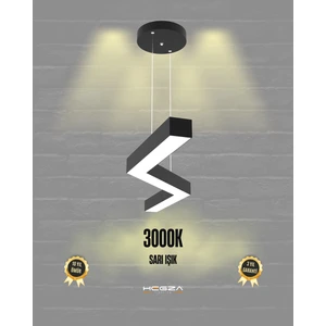 Gabbiano (Siyah Kasa, Sarı Işık) Ledli Modern Sarkıt Linear LED Avize Salon Mutfak Oturma Odası Yatak Odası Antre Hol LED