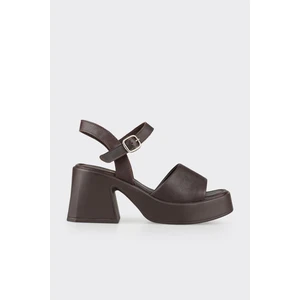 Kahve Deri Kadın Günlük Sandalet