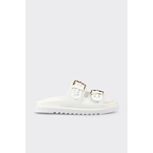 Beyaz Deri Kadın Terlik