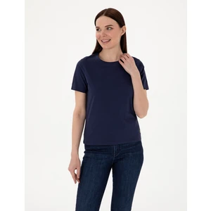 Pierre Cardin Kadın Lacivert Regular Fit Bisiklet Yaka Basic Tişört 50305766-VR033