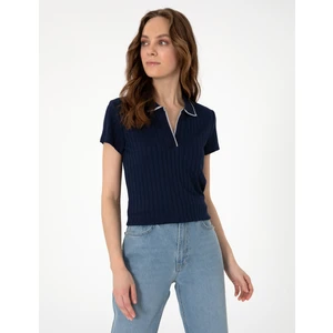 Pierre Cardin Kadın Lacivert Slim Fit Basic Tişört 50306039-VR033