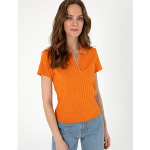 Pierre Cardin Kadın Turuncu Slim Fit Basic Tişört 50306039-VR051