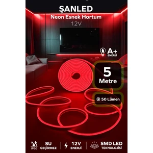 12VOLT Neon Esnek Hortum LED Beyaz ,gün Işığı,amber,mavi,kırmızı,yeşil Işık 5 Metre-Trafosuz