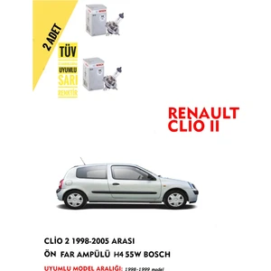 Clio 2 1998 Model Ön Far Ampülü Bosch (2 Adet) Sarı Renk