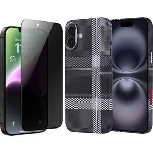Apple iPhone 16 Plus Kılıf M-safe Şarj Özellikli Karbon Fiber Görünümlü Zore Nekst Kapak + Hayalet Ekran Koruyucu
