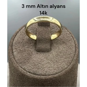14 Ayar Altın Klasik Bombe Alyans 3 mm