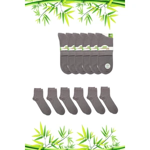 Bambu Erkek Yarım Konç Düz Gri Çorap Dikişsiz 6'lı Paket