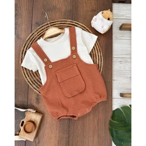 Kids Kingdom Çıtçıtlı Body Zıbın Pamuklu Cepli 2li Günlük Erkek Bebek Salopet Tulum