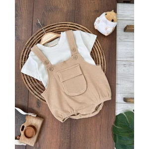 Kids Kingdom Çıtçıtlı Body Zıbın Pamuklu Cepli 2li Günlük Erkek Bebek Salopet Tulum