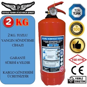 Yangın Sondurme Tüpü Söndürücü Tupu 2kg Arac Tüpü 4yıl Garantıli Tüv-Türk Muayeneye Uyumlu 4 Yıl Garantılı