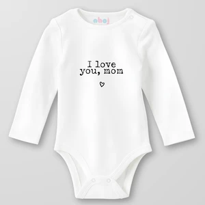 Organik Pamuk I Love You Mom. Bebek Body Çıtçıtlı Zıbın Badi Uzun Kol