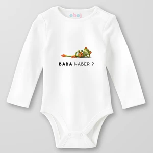 Organik Pamuk Baba Naber Bebek Body Çıtçıtlı Zıbın Badi Uzun Kol