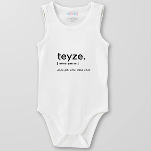 Organik Pamuk Teyze Anne Yarısı Bebek Body Çıtçıtlı Zıbın Badi Kolsuz