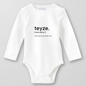 Organik Pamuk Teyze Anne Yarısı Bebek Body Çıtçıtlı Zıbın Badi Uzun Kol