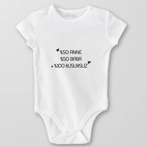 Organik Pamuk 50 Anne 50 Baba 100 Kusursuz Bebek Body Çıtçıtlı Zıbın Badi Kısa Kol