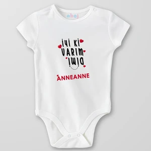 Organik Pamuk Iyi Ki Varım, Değil Mi Anneanne? Bebek Body Çıtçıtlı Zıbın Badi Kısa Kol