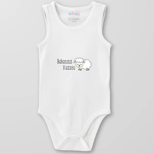 Organik Pamuk Babasının Kuzusu Bebek Body Çıtçıtlı Zıbın Badi Kolsuz