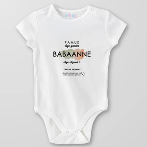 Organik Pamuk Pamuk Diye Yazılır, Babaanne Diye Okunur Bebek Body Çıtçıtlı Zıbın Badi Kısa Kol