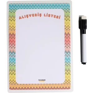 Yaz-Sil Planlayıcı Zikzak Desenli Alışveriş Listem Buzdolabı Notluk.notluk.magnetli Planlayıcı 21X15