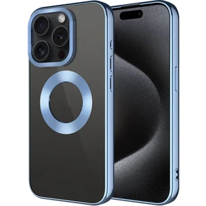 Apple iPhone 15 Pro Max Kılıf Tek Kamera Çerçeveli Logo Gösteren Tqr Omega Kapak-Sierra Mavi