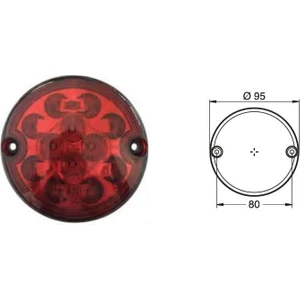 12V-24V Stop Lambası Yuvarlak (12 Ledli) (95 Mm) Otobüs