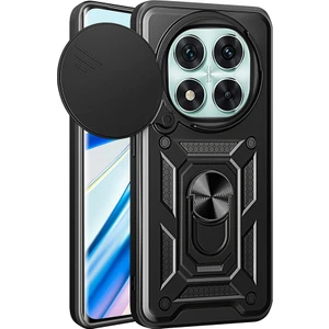 Xiaomi Poco X7 Uyumlu Kılıf Pars Sürgülü Kamera Korumalı Yüzüklü Sert Silikon Siyah