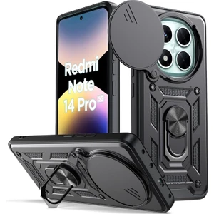 M.tk moveteck Xiaomi Redmi Note 14 Pro 5g Kılıf Kamera Korumalı Sürgülü Yüzüklü Armor Military Tank Kızaklı Kapak