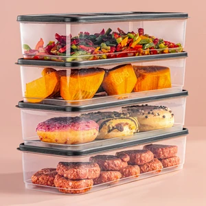 4'lü 1,65 Litre Buzdolabı Düzenleyici Organizer Mikrodalgaya Uygun Difriz Saklama Kabı Gri