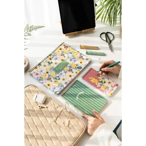 A4 Haftalık ve Günlük 3’lü Masaüstü Süresiz Planlayıcı Set – Çiçekler