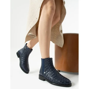 Kadın Hakiki Deri Bot Lacivert