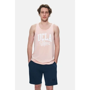 Pebble Toz Pembe Sıfır Kol Oversize Baskılı Oversize Erkek Tshirt